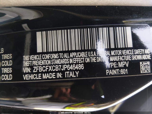 Продаж на аукціоні авто 2018 Fiat 500x Urbana Fwd, vin: ZFBCFXCB7JP646486, номер лоту: 44854799