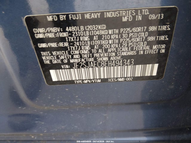 2014 SUBARU FORESTER JF2SJAEC8EH494343 Photo 8