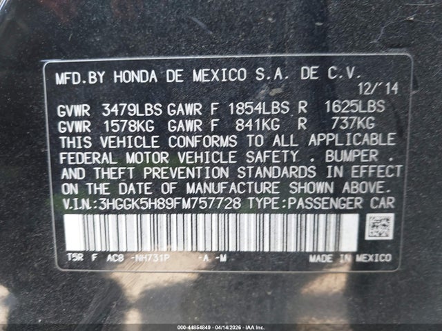 3HGGK5H89FM757728 Honda Fit Ex/ex-l