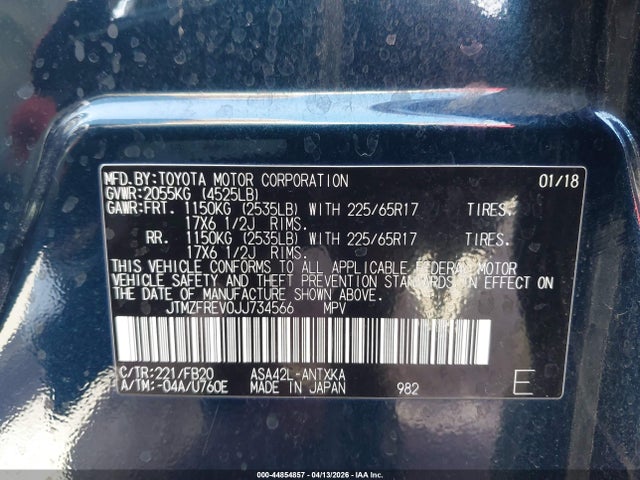 JTMZFREV0JJ734566 Toyota RAV4 LE