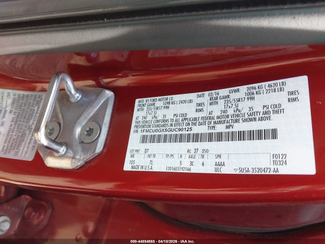 1FMCU0GX5GUC90125 Ford ESCAPE SE