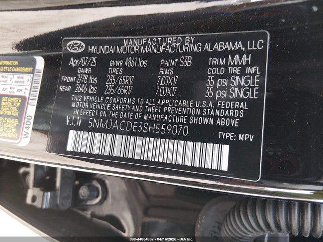 44854867 :رقم المزاد ، 5NMJACDE3SH559070 vin ، 2025 Hyundai Tucson Se مزاد بيع