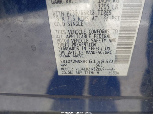 5N1DR2MNXHC615850 Nissan Pathfinder S