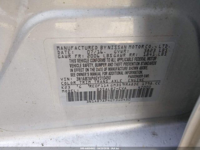 Aukcja sprzedaży 2016 Nissan Sentra S, vin: 3N1AB7AP4GY310450, numer aukcji: 44854902