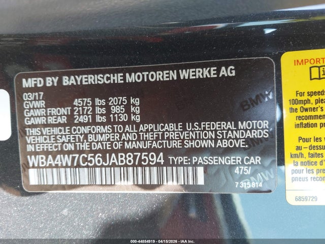 WBA4W7C56JAB87594 BMW 440I