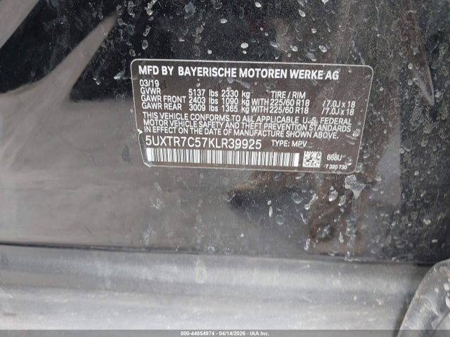 2019 Bmw X3 Sdrive30i მანქანა იყიდება აუქციონზე, vin: 5UXTR7C57KLR39925, აუქციონის ნომერი: 44854974
