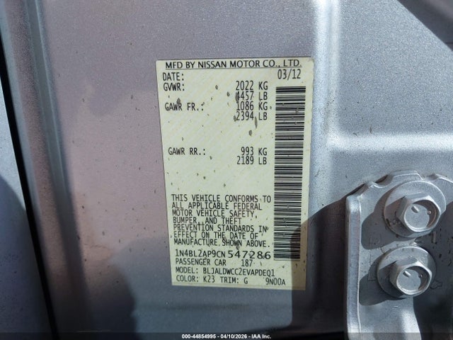2012 NISSAN ALTIMA 1N4BL2AP9CN547286 Photo 8