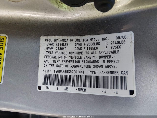 Продаж на аукціоні авто 2009 Acura Tl 3.5, vin: 19UUA865X9A001441, номер лоту: 44855016
