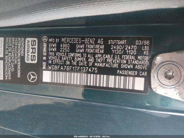 1996 MERCEDES-BENZ SL WDBFA76F1TF137475 Photo 8