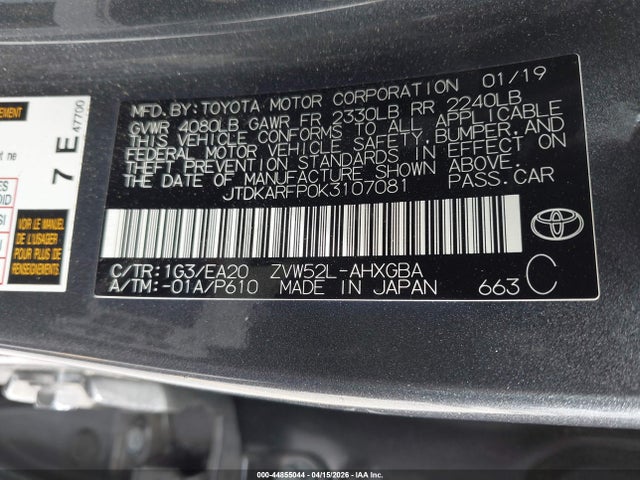 JTDKARFP0K3107081 Toyota Prius Prime Advanced