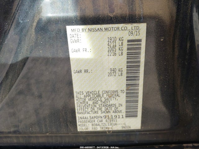 Продаж на аукціоні авто 2015 Nissan Altima 2.5 Sl, vin: 1N4AL3AP0FN911911, номер лоту: 44855077