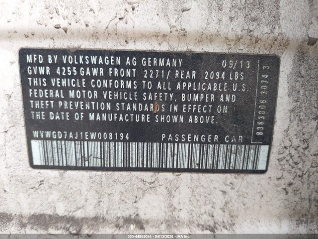 44855084 :رقم المزاد ، WVWGD7AJ1EW008194 vin ، 2014 Volkswagen Gti Wolfsburg Edition مزاد بيع