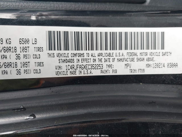 2014 Jeep Grand Cherokee Laredo მანქანა იყიდება აუქციონზე, vin: 1C4RJFAGXEC352253, აუქციონის ნომერი: 44855094