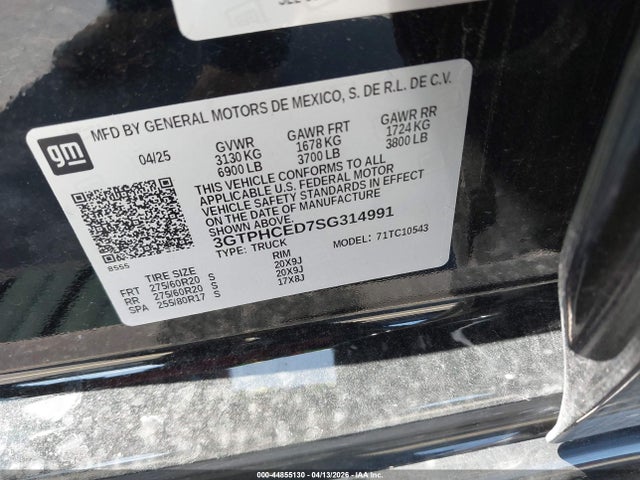 Aukcja sprzedaży 2025 Gmc Sierra 1500 2wd  Short Box Elevation, vin: 3GTPHCED7SG314991, numer aukcji: 44855130