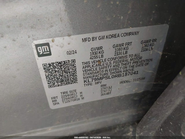 44855162 :رقم المزاد ، KL79MPSL0RB187041 vin ، 2024 Chevrolet Trailblazer Fwd Lt مزاد بيع