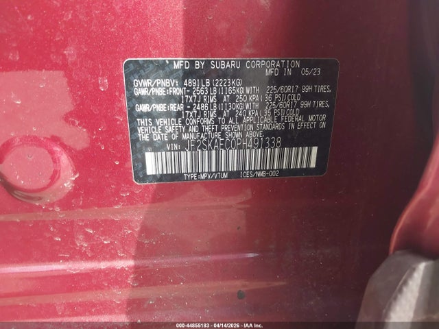 44855183 :رقم المزاد ، JF2SKAEC0PH491338 vin ، 2023 Subaru Forester Premium مزاد بيع