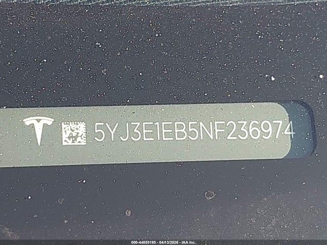 Продажа на аукционе авто 2022 Tesla Model 3 Long Range Dual Motor All-wheel Drive, vin: 5YJ3E1EB5NF236974, номер лота: 44855195