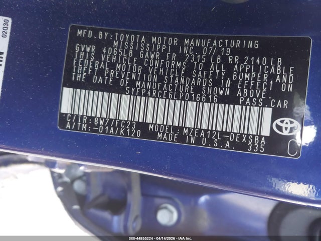 Продажа на аукционе авто 2020 Toyota Corolla Se, vin: 5YFP4RCE6LP016616, номер лота: 44855224