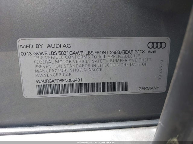 Aukcja sprzedaży 2014 Audi A8 L 3.0t, vin: WAURGAFD8EN006431, numer aukcji: 44855240