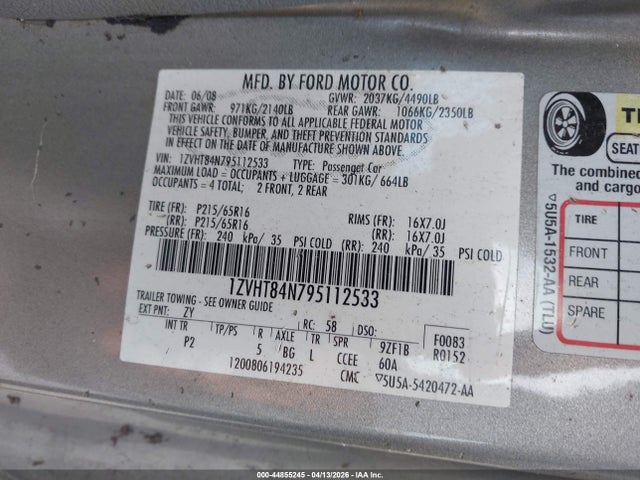 2009 FORD MUSTANG 1ZVHT84N795112533 Photo 8