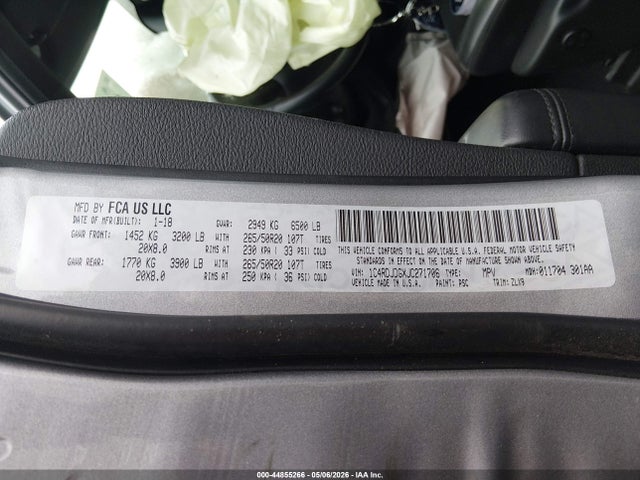 Продажа на аукционе авто 2018 Dodge Durango Gt, vin: 1c4rdjdgxjc271706, номер лота: 44855266
