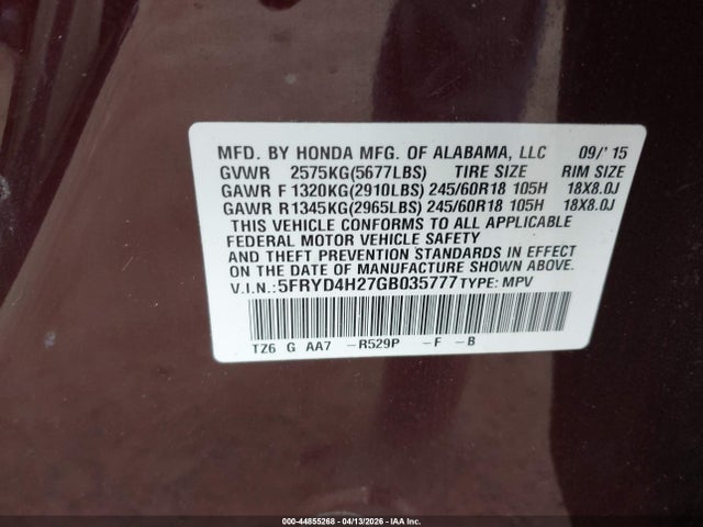 Aukcja sprzedaży 2016 Acura Mdx Acurawatch Plus Package, vin: 5FRYD4H27GB035777, numer aukcji: 44855268