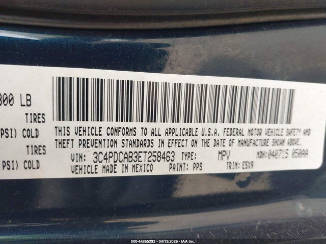 Продажа на аукционе авто 2014 Dodge Journey Se, vin: 3C4PDCAB3ET258463, номер лота: 44855292