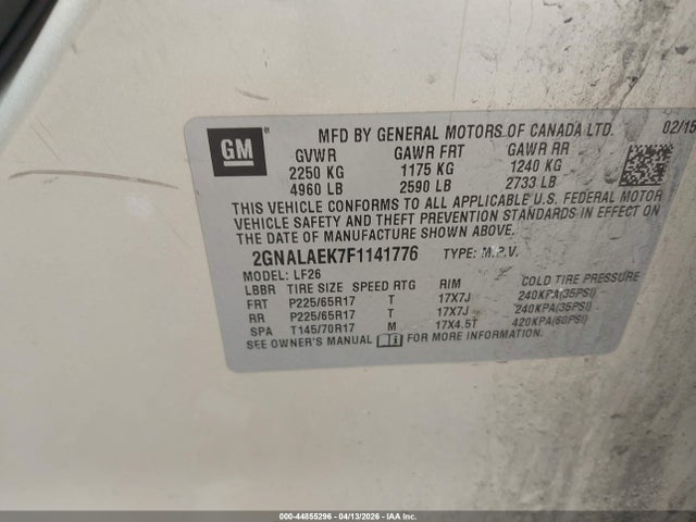 Chevrolet EQUINOX LS 2015 2GNALAEK7F1141776 Image 9