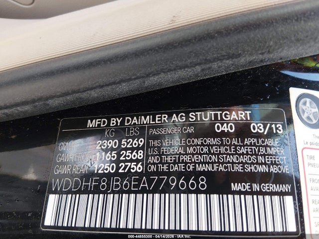 2014 Mercedes-benz E 350 4matic მანქანა იყიდება აუქციონზე, vin: WDDHF8JB6EA779668, აუქციონის ნომერი: 44855300