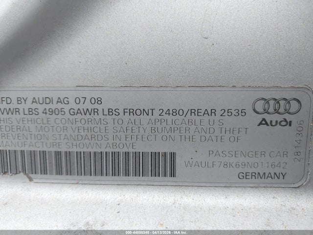 2009 AUDI A4 WAULF78K69N011642 Photo 8