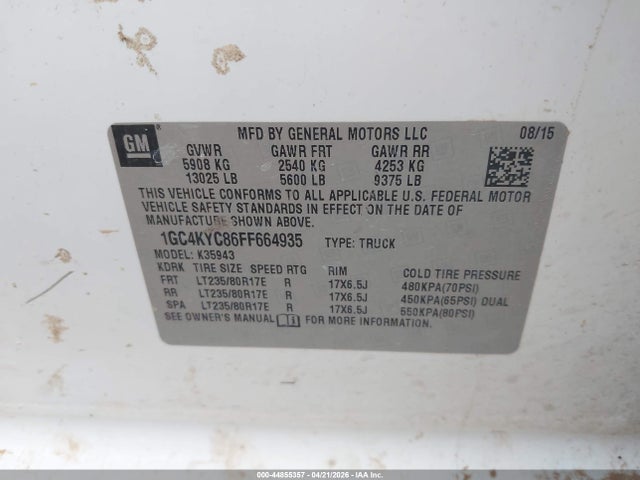 Aukcja sprzedaży 2015 Chevrolet Silverado 3500hd Wt, vin: 1GC4KYC86FF664935, numer aukcji: 44855357