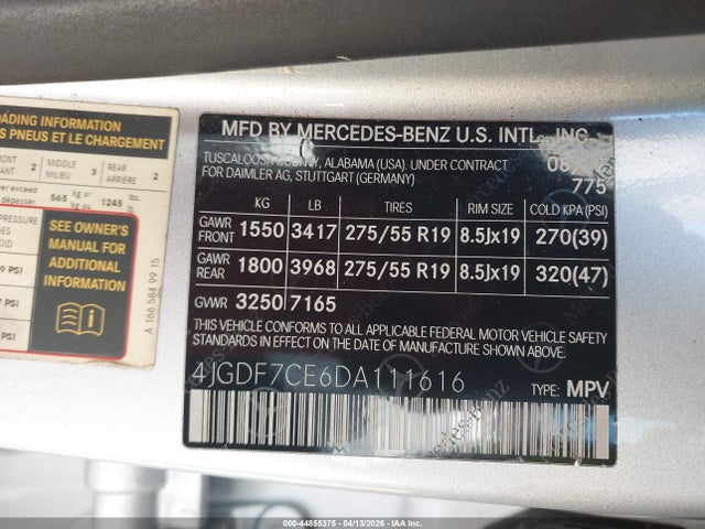 Продажа на аукционе авто 2013 Mercedes-benz Gl 450 4matic, vin: 4JGDF7CE6DA111616, номер лота: 44855375