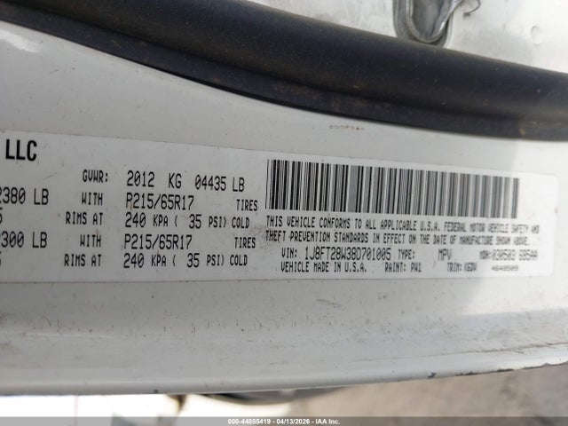 Aukcja sprzedaży 2008 Jeep Patriot Sport, vin: 1J8FT28W38D701005, numer aukcji: 44855419