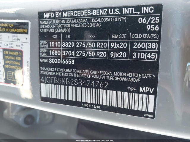 2025 Mercedes-benz Gle 450 4matic მანქანა იყიდება აუქციონზე, vin: 4JGFB5KB2SB474762, აუქციონის ნომერი: 44855420