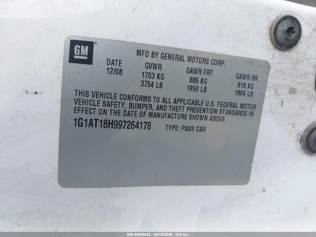 2009 Chevrolet Cobalt Lt მანქანა იყიდება აუქციონზე, vin: 1G1AT18H997264178, აუქციონის ნომერი: 44855432