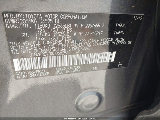 JTMZFREV0GJ068253 Toyota RAV4 LE