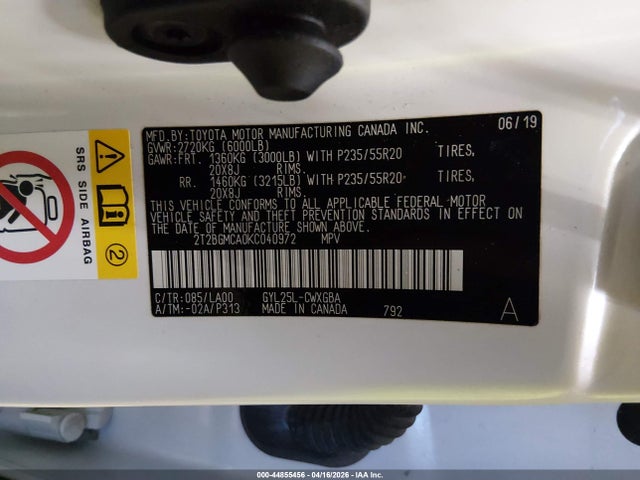 44855456 :رقم المزاد ، 2T2BGMCA0KC040972 vin ، 2019 Lexus Rx 450h مزاد بيع