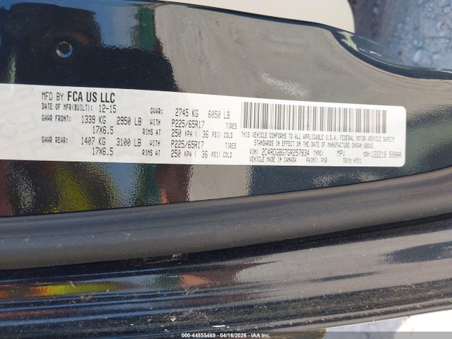 2016 Dodge Grand Caravan American Value Pkg მანქანა იყიდება აუქციონზე, vin: 2C4RDGBG7GR257834, აუქციონის ნომერი: 44855469