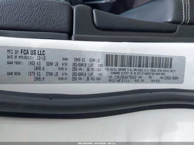 Aukcja sprzedaży 2017 Jeep Grand Cherokee Limited 4x4, vin: 1C4RJFBG3HC755316, numer aukcji: 44855480