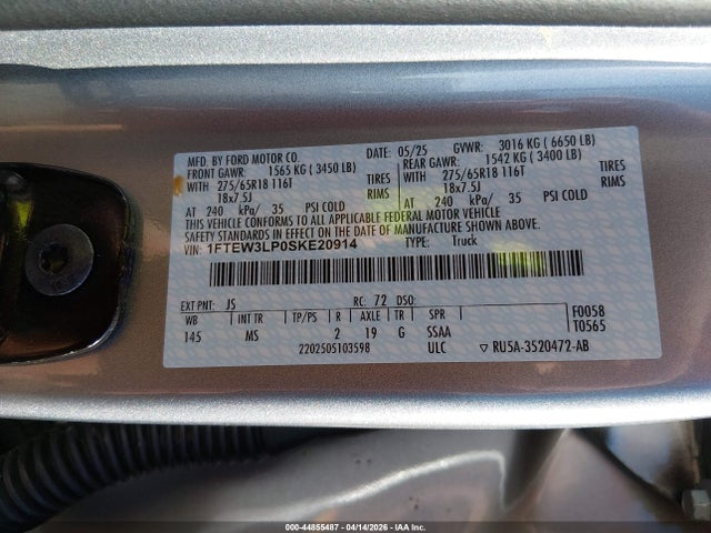 2025 FORD F-150 1FTEW3LP0SKE20914 Photo 8