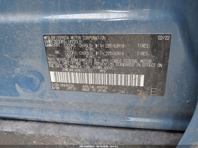 JTME6RFV6ND521722 Toyota Rav4 Hybrid Xse