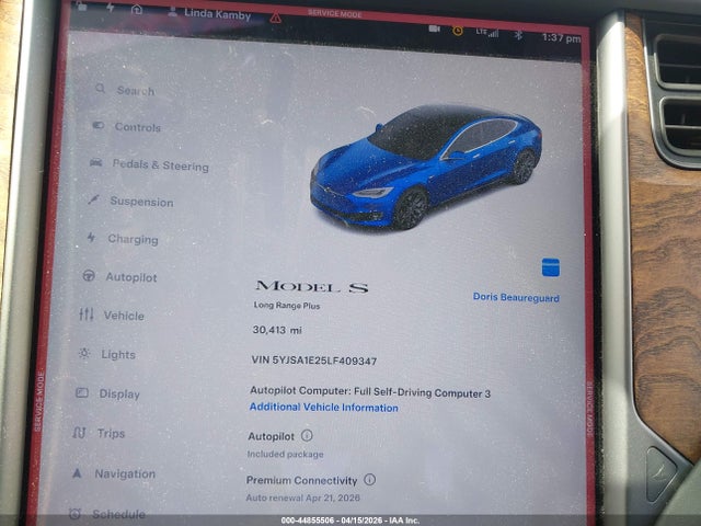 Aukcja sprzedaży 2020 Tesla Model S Long Range Dual Motor All-wheel Drive/long Range Plus Dual Motor All-wheel Drive, vin: 5YJSA1E25LF409347, numer aukcji: 44855506