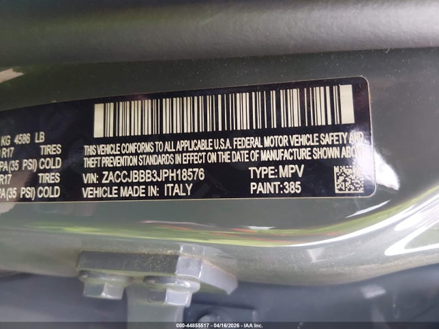 Aukcja sprzedaży 2018 Jeep Renegade Latitude 4x4, vin: ZACCJBBB3JPH18576, numer aukcji: 44855517