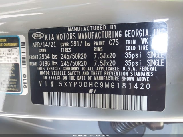 5XYP3DHC9MG181420 KIA Telluride Ex