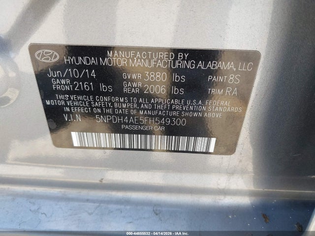 Hyundai ELANTRA SE 2015 5NPDH4AE5FH549300 Image 9