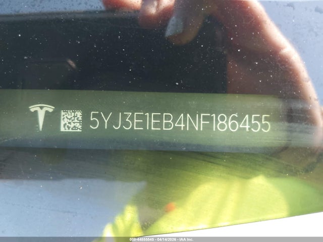 44855545 :رقم المزاد ، 5YJ3E1EB4NF186455 vin ، 2022 Tesla Model 3 Long Range Dual Motor All-wheel Drive مزاد بيع