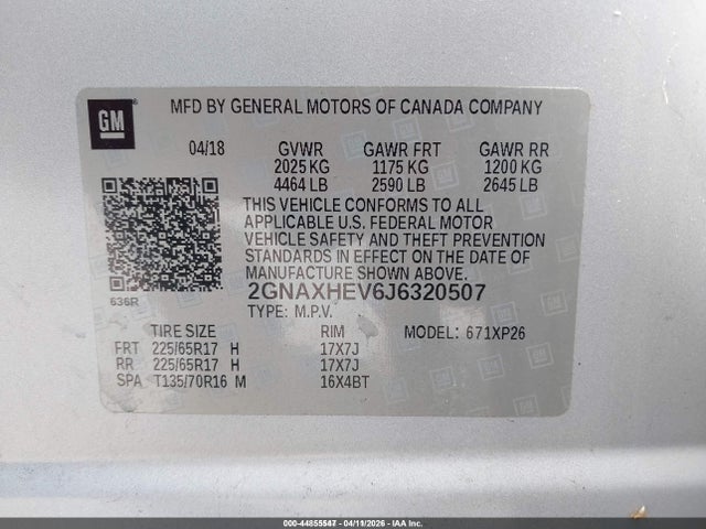 2018 CHEVROLET EQUINOX 2GNAXHEV6J6320507 Photo 8