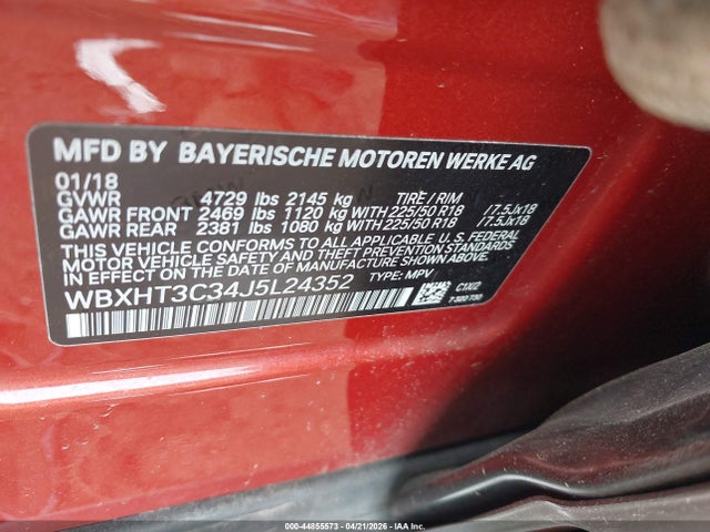 Aukcja sprzedaży 2018 Bmw X1 Xdrive28i, vin: WBXHT3C34J5L24352, numer aukcji: 44855573