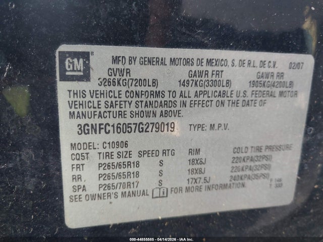 2007 CHEVROLET SUBURBAN 1500 3GNFC16057G279019 Photo 8