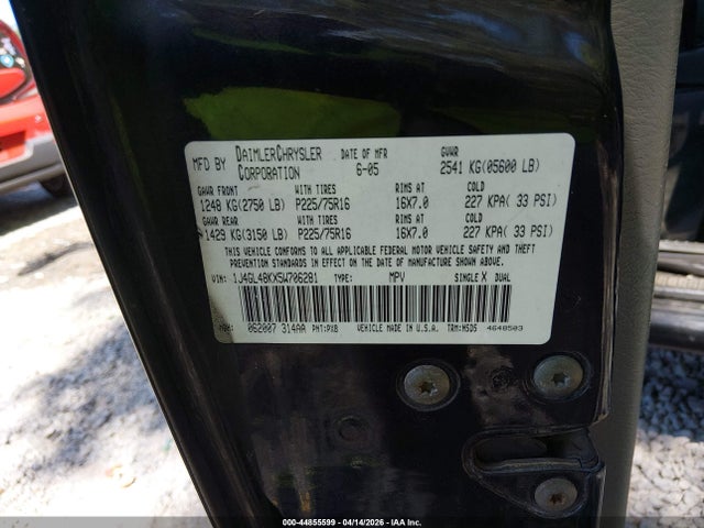 2005 Jeep Liberty Sport მანქანა იყიდება აუქციონზე, vin: 1J4GL48KX5W706281, აუქციონის ნომერი: 44855599